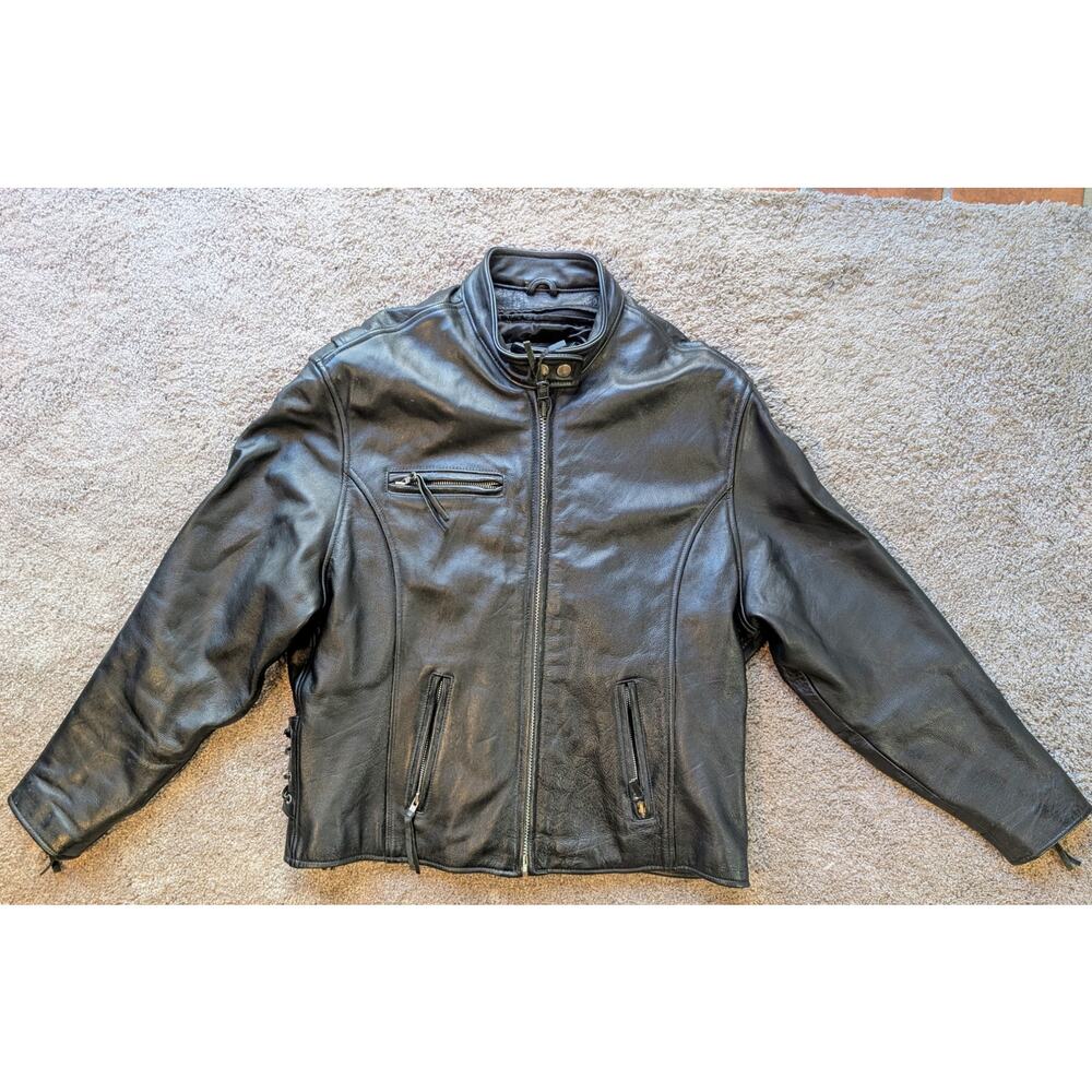 Wilsons Leather Men's Black Bomber Jacket with Snap Collar. Fits like a Medium.